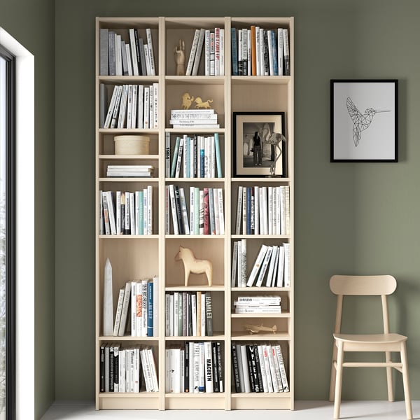 BILLY Bookcase comb with extension units, birch effect, 120x28x237 cm