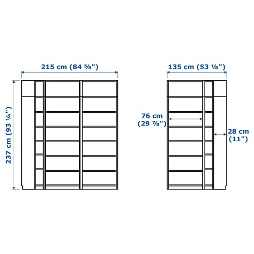 Illustration with measurements for the product: BILLY.