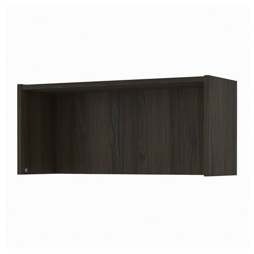 Wall-mounted BILLY storage unit, dark brown, modern.