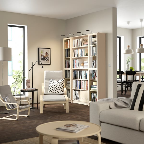 BILLY / OXBERG Bookcase combination w glass doors, birch effect, 160x202 cm