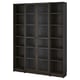 BILLY / OXBERG Bookcase combination w glass doors, dark brown oak effect, 160x202 cm
