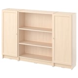 BILLY / OXBERG Bookcase combination with doors, birch effect, 160x106 cm