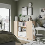 BILLY / OXBERG Bookcase combination with doors, birch effect, 160x106 cm