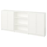 BILLY / OXBERG Bookcase combination with doors, white, 240x30x106 cm