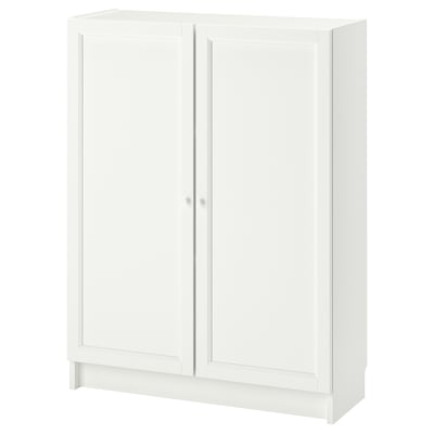 BILLY / OXBERG Bookcase with doors, white, 80x30x106 cm