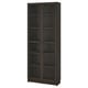 BILLY / OXBERG Bookcase with glass doors, dark brown oak effect, 80x30x202 cm