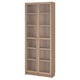 BILLY / OXBERG Bookcase with glass doors, oak effect, 80x30x202 cm