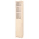 BILLY / OXBERG Bookcase with panel/glass door, birch effect, 40x30x202 cm