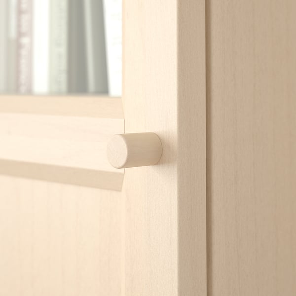 BILLY / OXBERG Bookcase with panel/glass door, birch effect, 40x30x202 cm