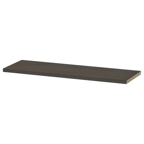 BILLY shelf: dark brown, rectangular, flat surface, wood-like panel.