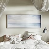 BJÖRKSTA Picture with frame, ocean lull/aluminium-colour, 140x56 cm