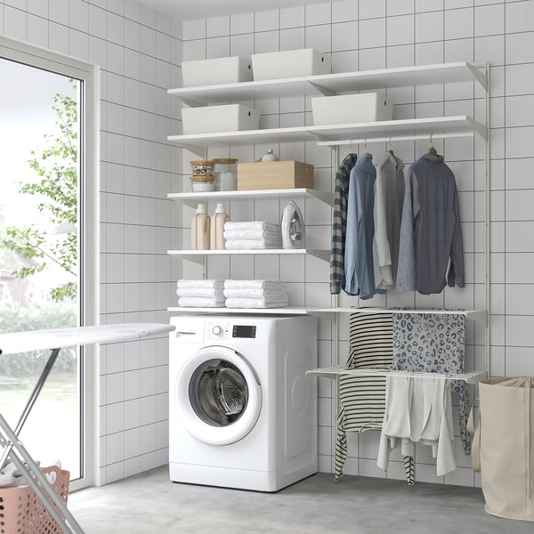 BOAXEL Laundry combination, white, 165x40x201 cm