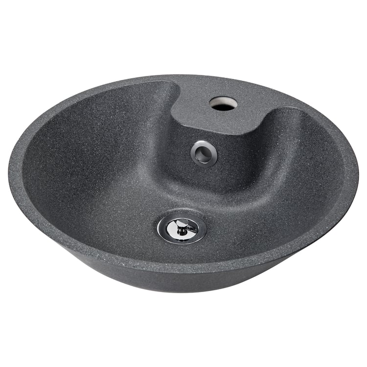 BODVIKEN Countertop washbasin, dark grey/stone effect, 41 cm IKEA