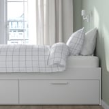 BRIMNES Bed frame with storage, white/Luröy, 90x200 cm