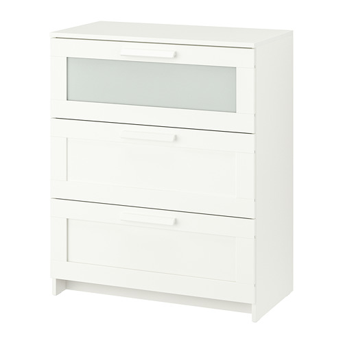 BRIMNES Chest of 3 drawers white/frosted glass IKEA