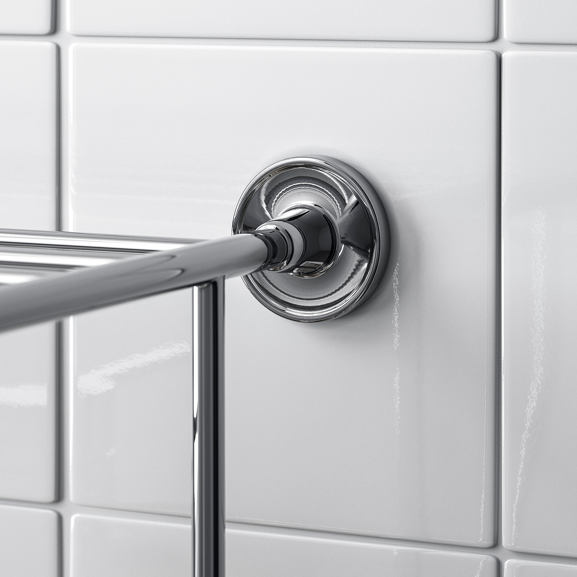 BROFJÄRDEN Wall shelf with towel rail, chrome effect, 75x29 cm