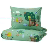 BRUMMIG Duvet cover and pillowcase, forest animal pattern/multicolour, 150x200/50x80 cm