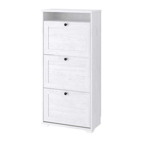 Brusali Shoe Cabinet With 3 Compartments Ikea
