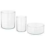 CYLINDER Vase/bowl, set of 3, clear glass