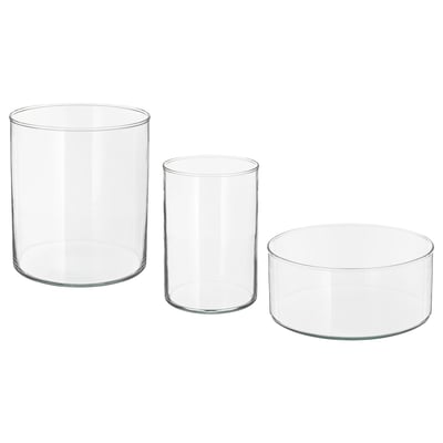 CYLINDER Vase/bowl, set of 3, clear glass
