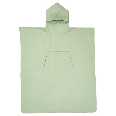 DAJLIEN light green bath poncho, made of quick-drying recycled polyester, hooded, single pocket design.