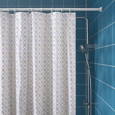 DOCKBÅT Shower curtain, white/multicolour, 180x200 cm