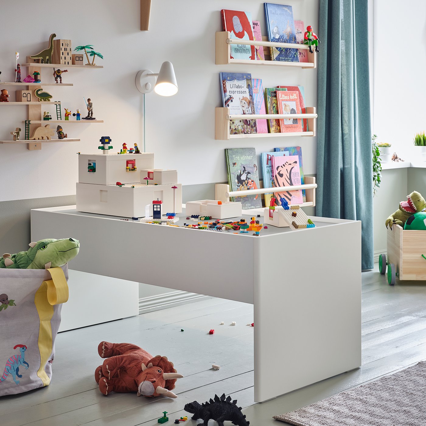 まめ　IKEAイケア　ドゥンドラDUNDRA　アクティビティーテーブル DUNDRA activity table with storage, white/grey - IKEA