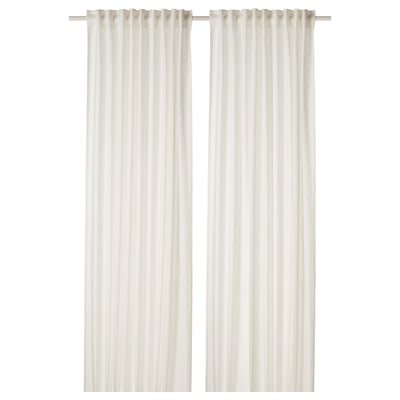 DYTÅG Curtains, 1 pair, white/with heading tape, 145x300 cm
