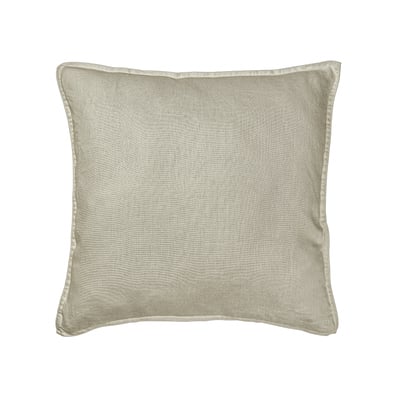 Square off-white linen cushion with zip.