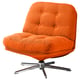 Orange DYVLINGE swivel chair with ribbed seat, chrome star base, five legs.