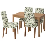 EKEDALEN / BERGMUND Table and 4 chairs, oak effect/Fågelfors multicolour, 120/180 cm