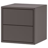 A modern EKET storage cabinet in dark grey with sleek, minimalist design, featuring two drawers.