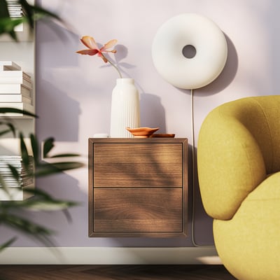 EKET Wall cabinet with 2 drawers, brown walnut effect, 35x35x35 cm