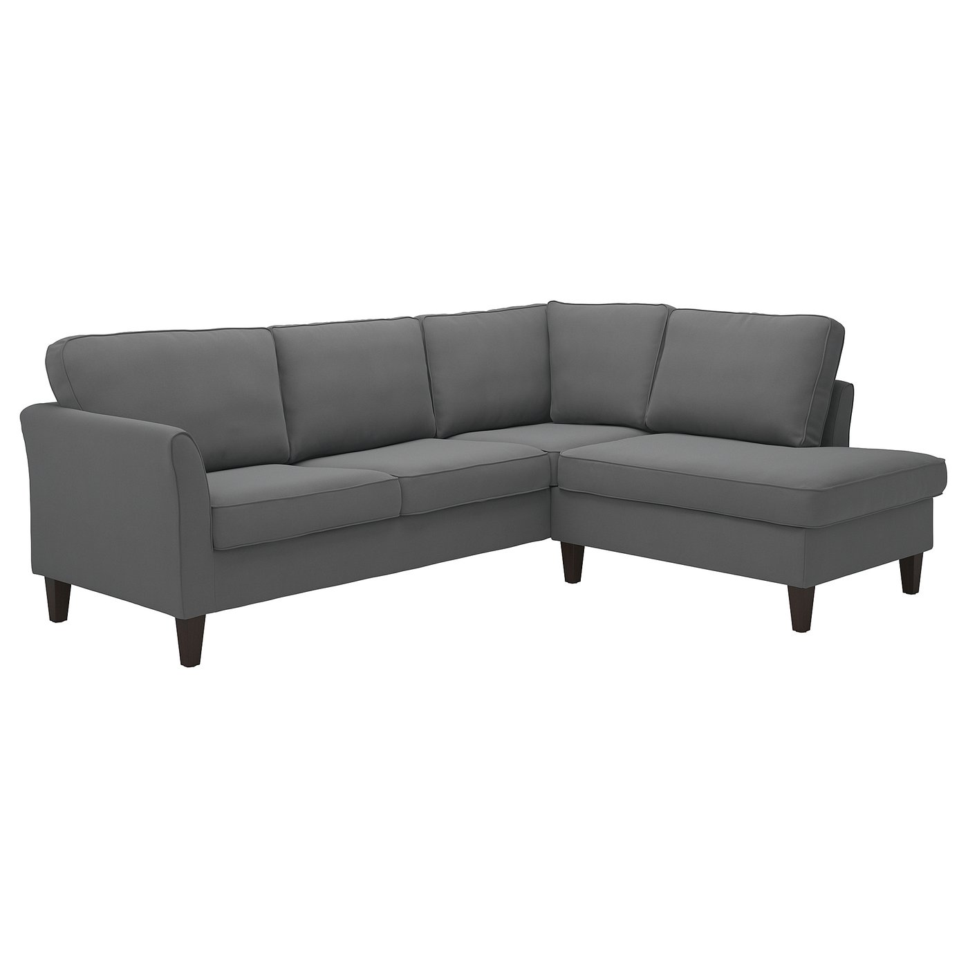 EKHOLMA corner sofa, 4-seat with open end, Hakebo dark grey