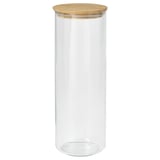 EKLATANT Jar with lid, clear glass/bamboo, 1.8 l