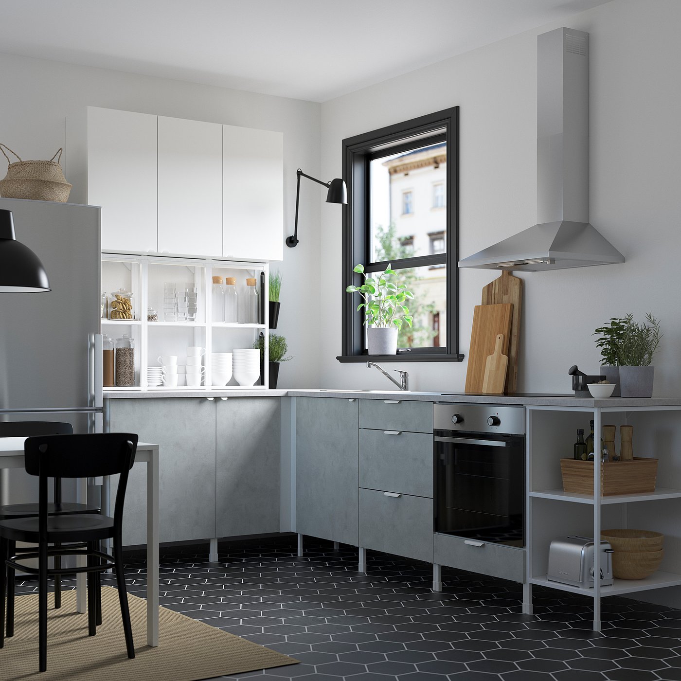 Enhet مطبخ زاوية أبيض تأثيرات مادي ة أبيض Ikea