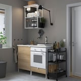 ENHET Kitchen, white/oak effect, 123x63.5x222 cm