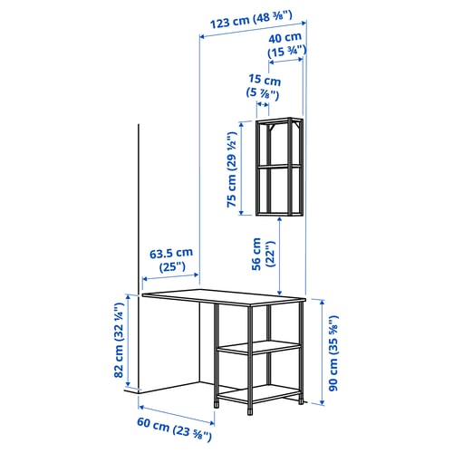 Illustration with measurements for the product: ENHET.