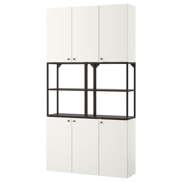 Enhet تشكيلة تخزين حائطية فحمي أبيض Ikea