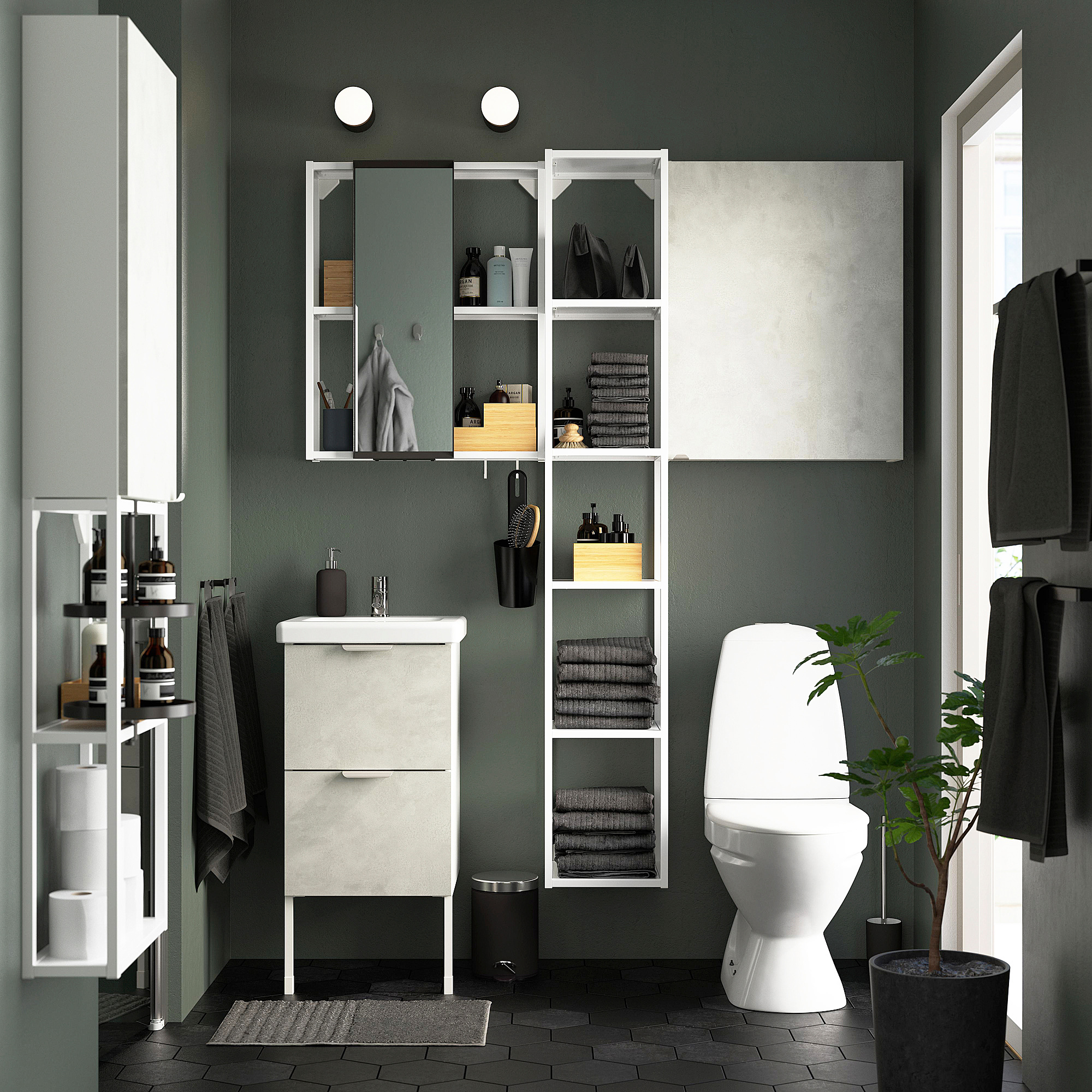 ENHET Wall storage combination white/concrete effect IKEA