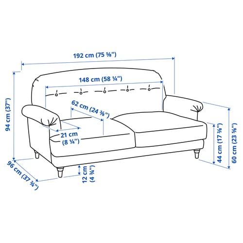 Illustration with measurements for the product: ESSEBODA.