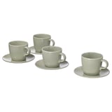 FÄRGKLAR Cup with saucer, matt green, 25 cl