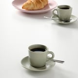 FÄRGKLAR Cup with saucer, matt/green, 7 cl