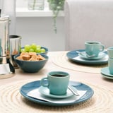 FÄRGKLAR Cup with saucer, matt/light turquoise, 7 cl