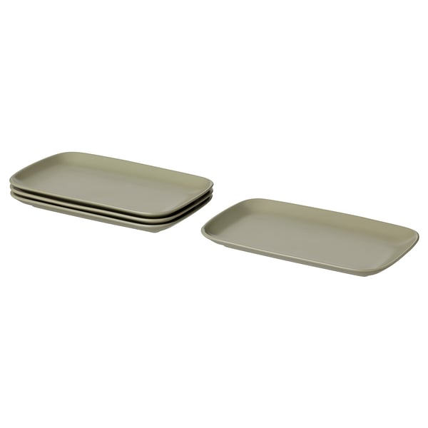 FÄRGKLAR Plate, matt green, 30x18 cm