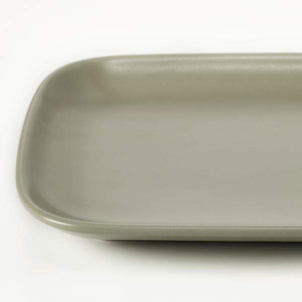 FÄRGKLAR Plate, matt green, 30x18 cm