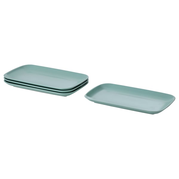 FÄRGKLAR Plate, matt light turquoise, 30x18 cm