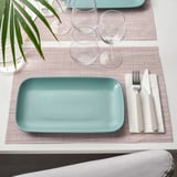 FÄRGKLAR Plate, matt light turquoise, 30x18 cm