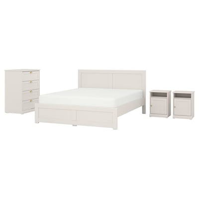 FÅGELFJÄLLET Bedroom furniture, set of 4, off-white, 160x200 cm