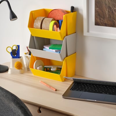 FODERTRÅG Organiser for desk/wall, light grey, 25x18x15 cm